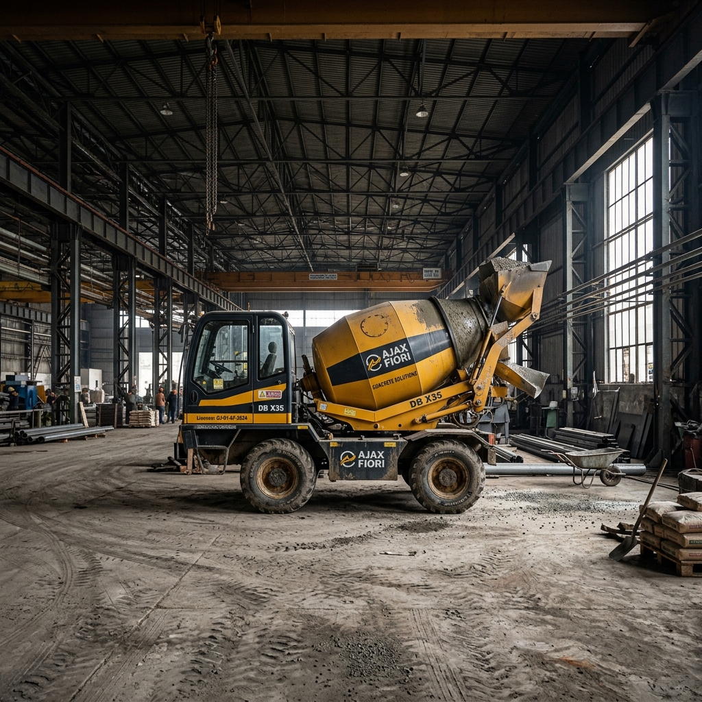 Ajax Fiori Concrete Mixer parked in warehouse